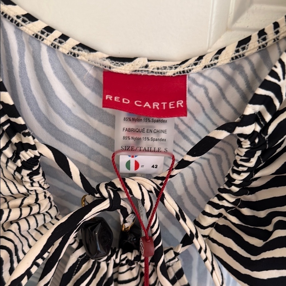 NWT Red Carter Black and White Palm Print Swim Coverup sz 6 - Picture 6 of 8